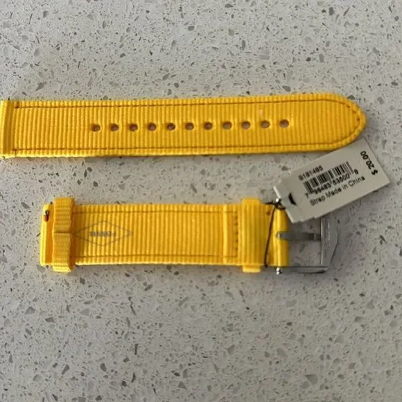 NWT Fossil Yellow Watch Strap Watchband Belt Silver Buckle 18mm - Picture 7 of 8